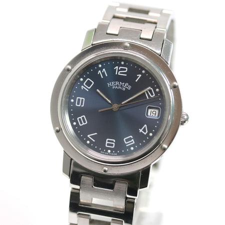 HERMES Clipper CL6.710 Date Navy Dial Quartz Watch 36mm From Japan 011 6369703 - World Quickdo