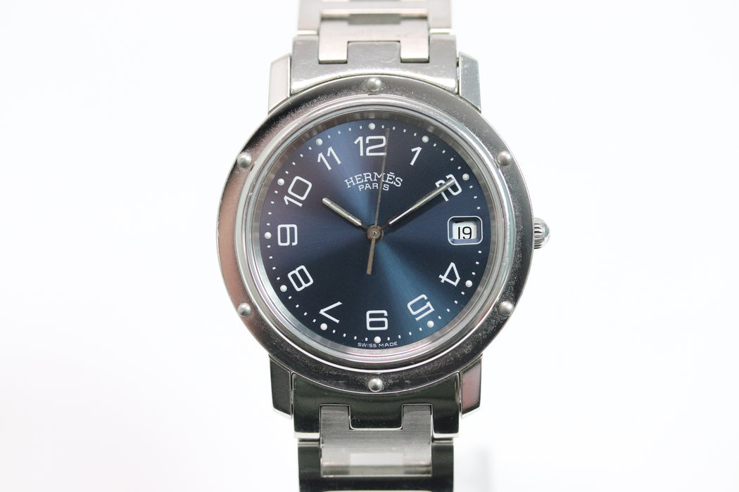 HERMES Clipper CL6.710 Date Navy Dial Quartz Watch 36mm From Japan 011 6369703 - World Quickdo