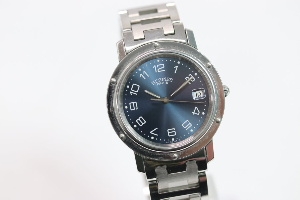 HERMES Clipper CL6.710 Date Navy Dial Quartz Watch 36mm From Japan 011 6369703 - World Quickdo