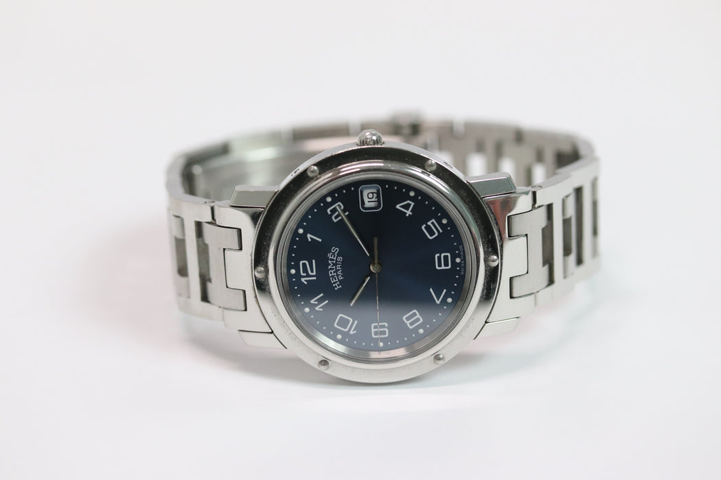 HERMES Clipper CL6.710 Date Navy Dial Quartz Watch 36mm From Japan 011 6369703 - World Quickdo