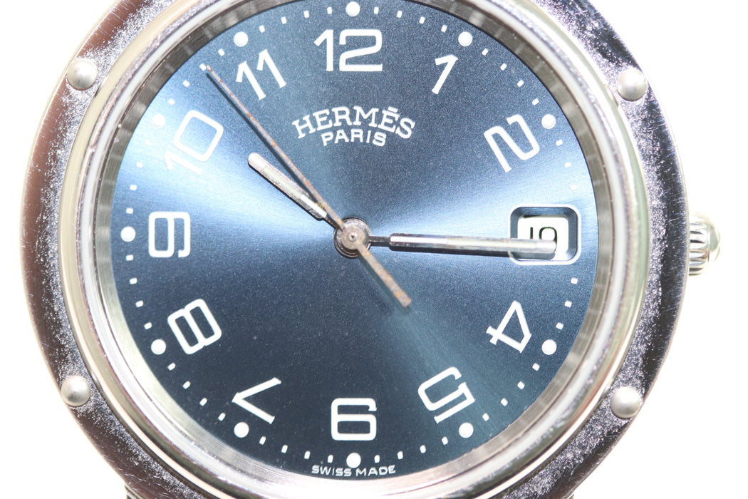 HERMES Clipper CL6.710 Date Navy Dial Quartz Watch 36mm From Japan 011 6369703 - World Quickdo