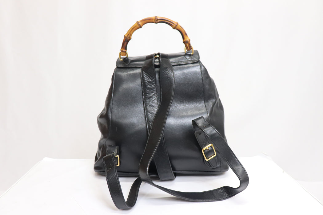 Gucci Bamboo Leather 003.2058 Black Backpack From Japan 272 6418108 - World Quickdo