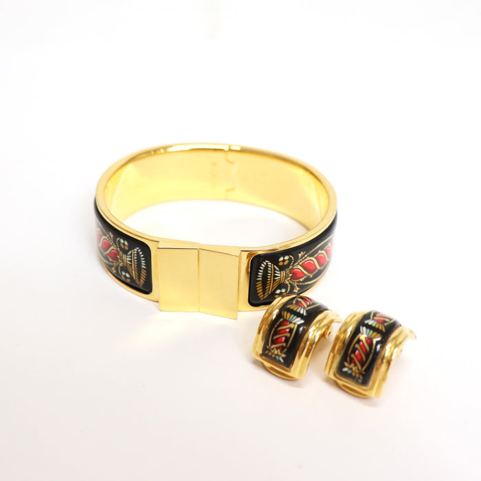 Hermes Enamel Bracelet Earrings Set From Japan 279 6418976 - World Quickdo