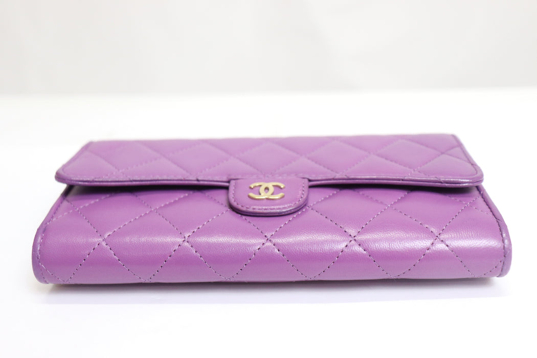 Chanel Matelasse Leather Wallet Purple From Japan 272 6420390