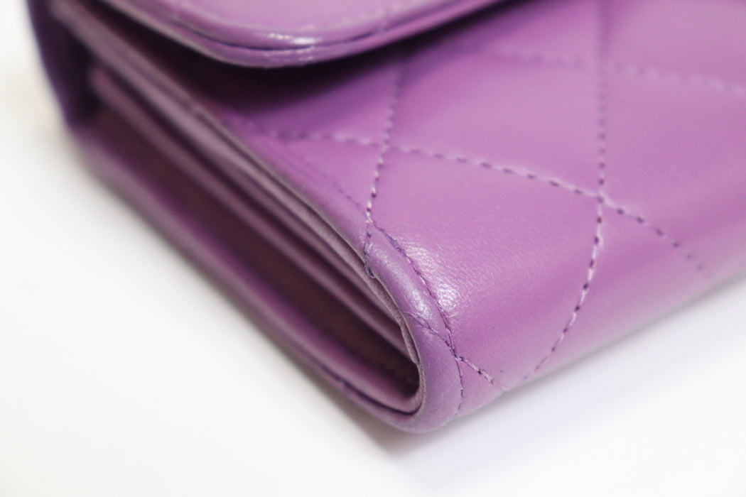 Chanel Matelasse Leather Wallet Purple From Japan 272 6420390
