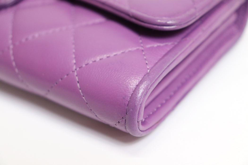 Chanel Matelasse Leather Wallet Purple From Japan 272 6420390