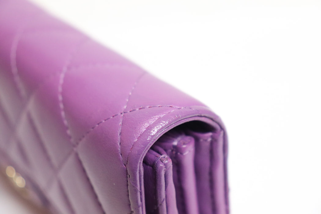 Chanel Matelasse Leather Wallet Purple From Japan 272 6420390