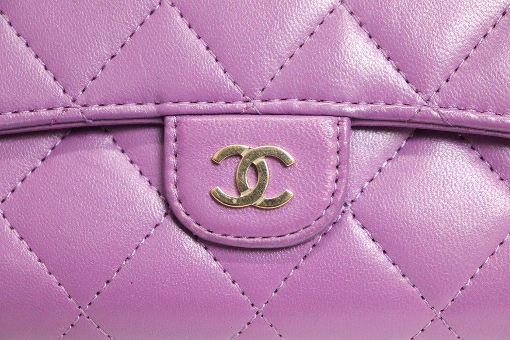 Chanel Matelasse Leather Wallet Purple From Japan 272 6420390