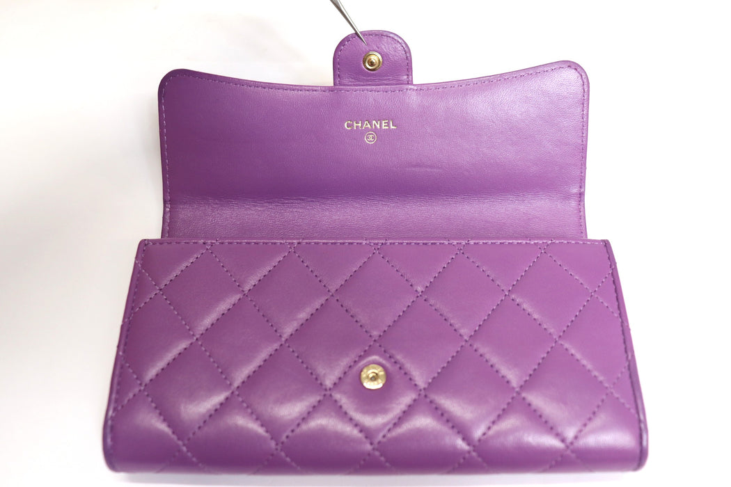 Chanel Matelasse Leather Wallet Purple From Japan 272 6420390