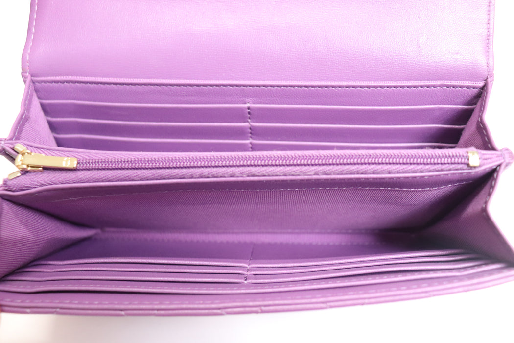 Chanel Matelasse Leather Wallet Purple From Japan 272 6420390