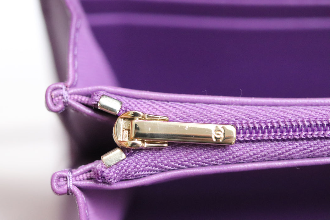 Chanel Matelasse Leather Wallet Purple From Japan 272 6420390