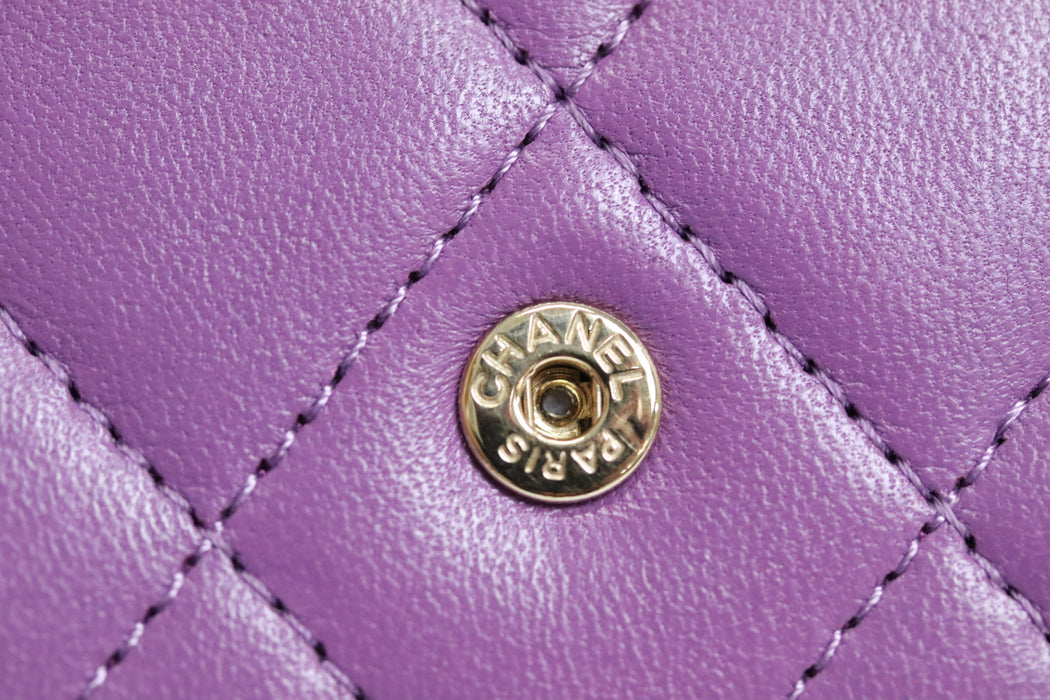 Chanel Matelasse Leather Wallet Purple From Japan 272 6420390