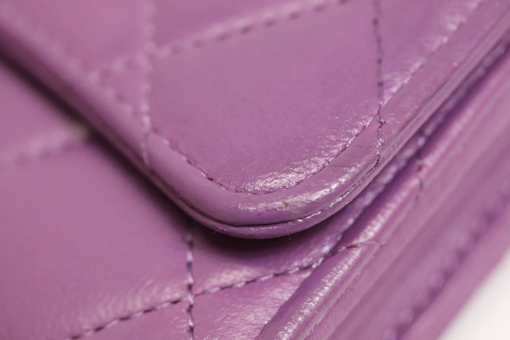 Chanel Matelasse Leather Wallet Purple From Japan 272 6420390