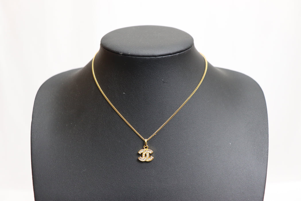 Chanel CC Rhinestone Necklace Gold Tone From Japan 272 6420418 - World Quickdo