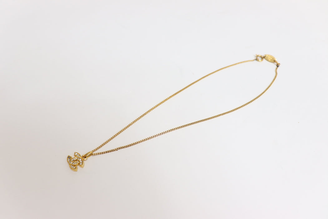 Chanel CC Rhinestone Necklace Gold Tone From Japan 272 6420418 - World Quickdo