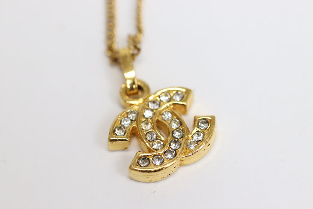 Chanel CC Rhinestone Necklace Gold Tone From Japan 272 6420418 - World Quickdo