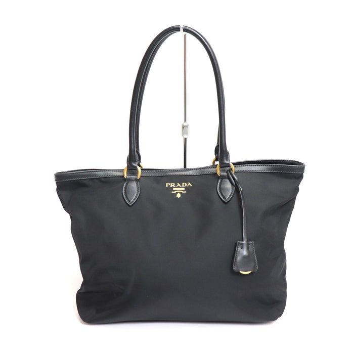 Prada Nylon Leather Tote Bag 1BG158 Black From Japan 002 6419680