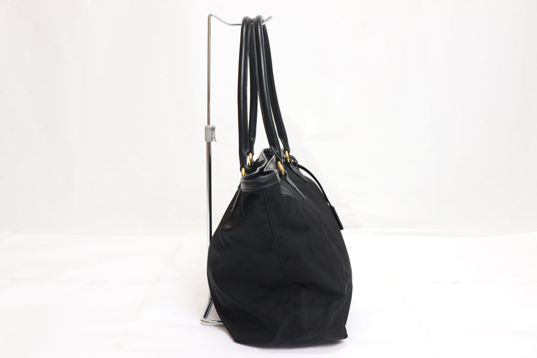 Prada Nylon Leather Tote Bag 1BG158 Black From Japan 002 6419680