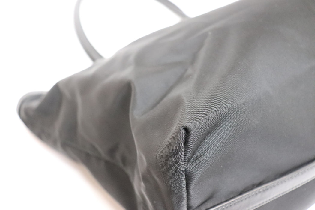 Prada Nylon Leather Tote Bag 1BG158 Black From Japan 002 6419680