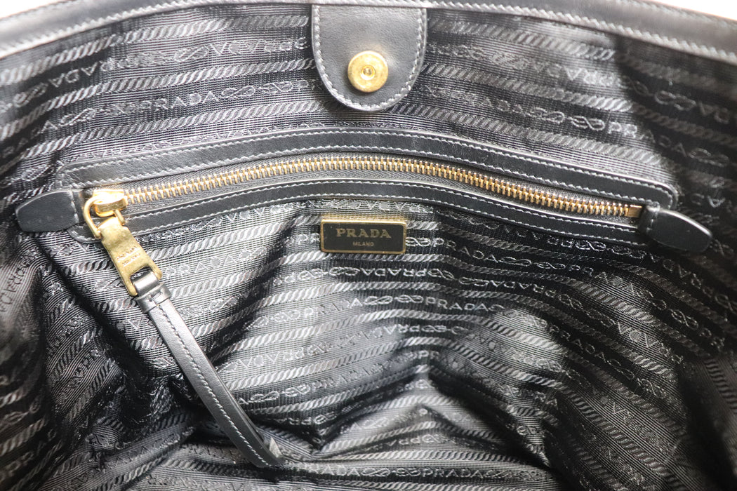 Prada Nylon Leather Tote Bag 1BG158 Black From Japan 002 6419680