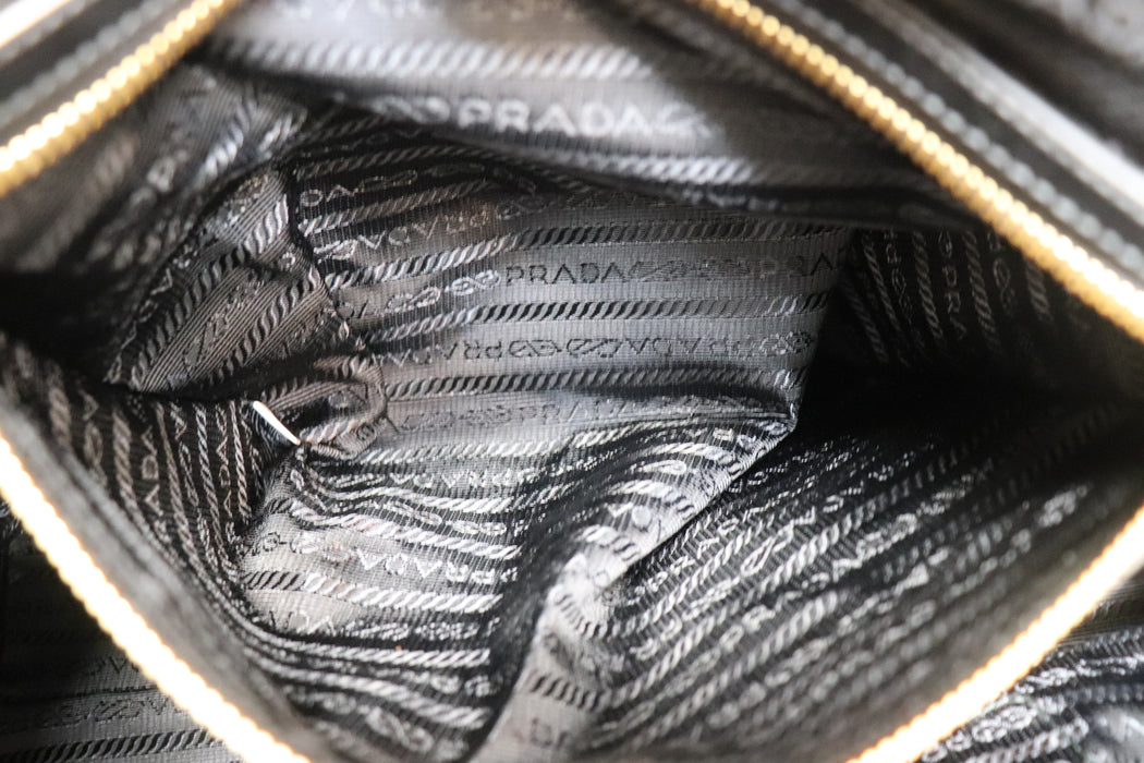 Prada Nylon Leather Tote Bag 1BG158 Black From Japan 002 6419680
