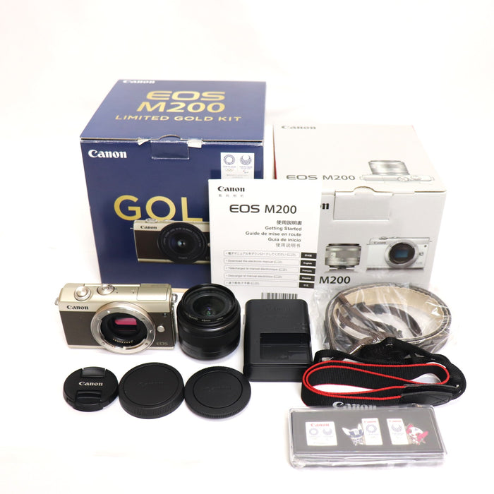 [Excellent] Canon EOS M200 Limited Gold 24.1MP 15-45mm f/3.5-6.3 285 6422167