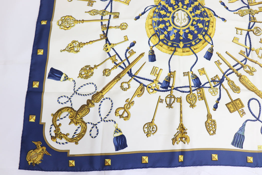 Hermes Carre 90 Silk Scarf "LES CLES "From Japan 218 6422510 - World Quickdo