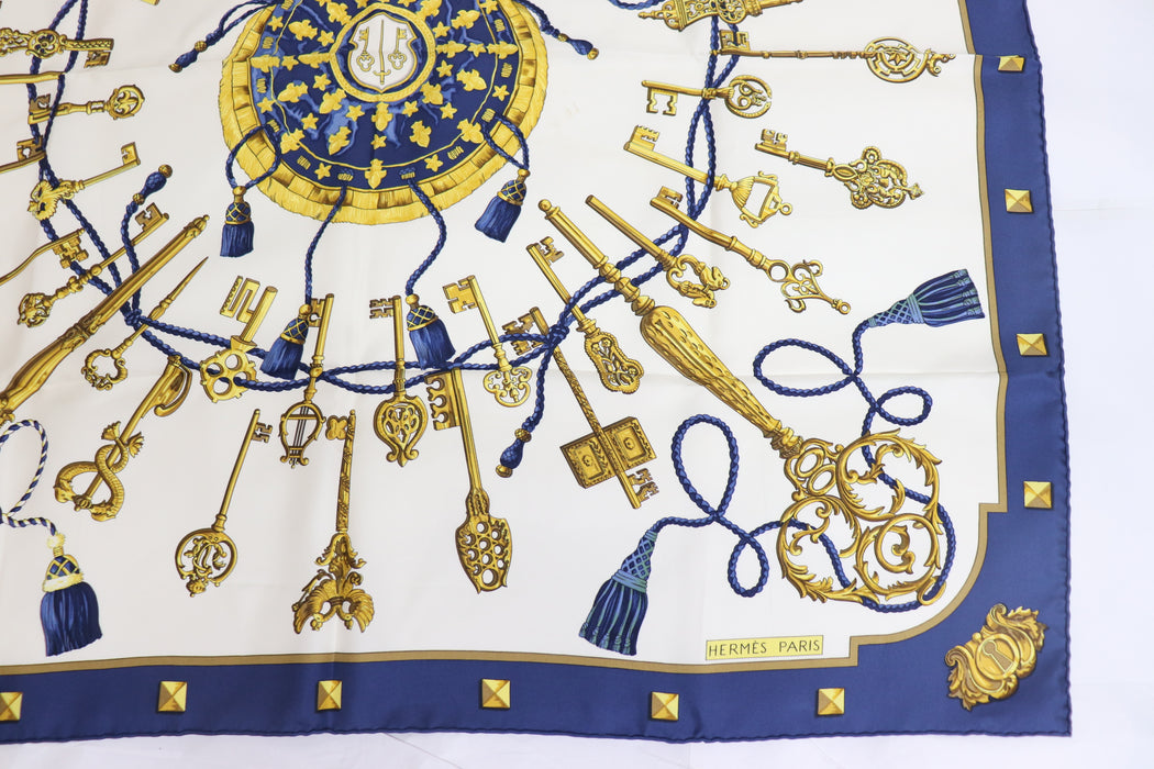 Hermes Carre 90 Silk Scarf "LES CLES "From Japan 218 6422510 - World Quickdo