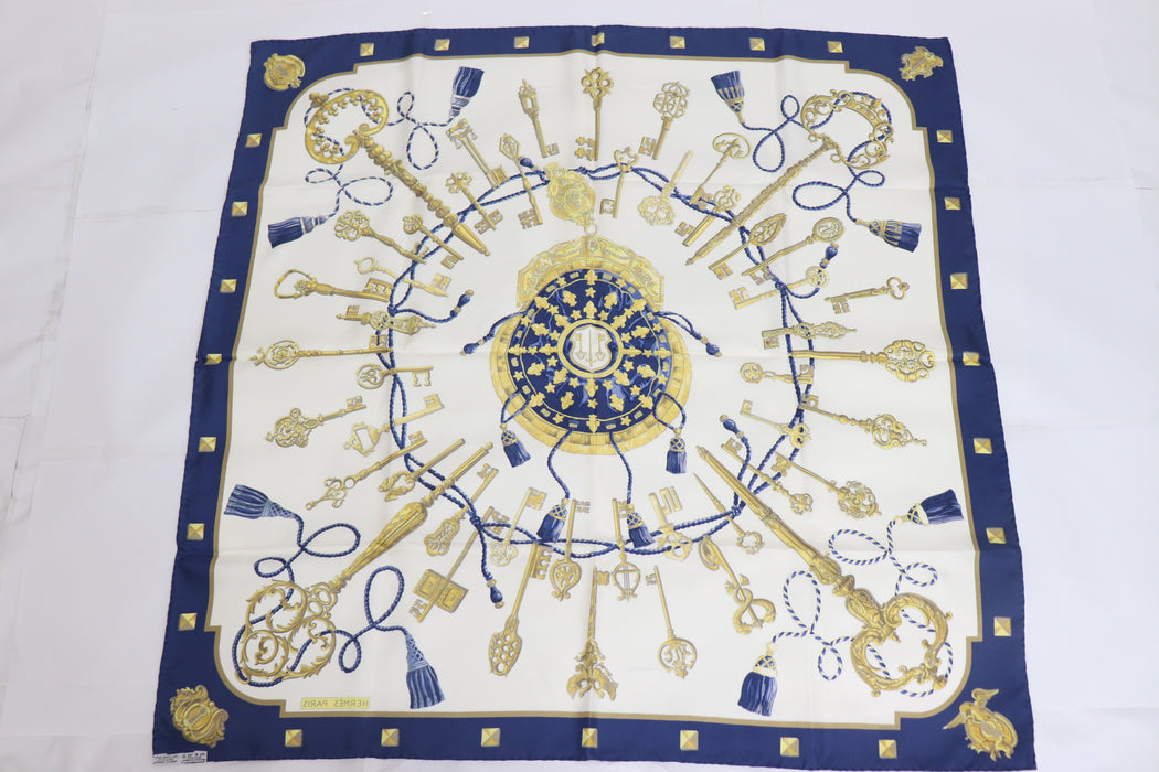 Hermes Carre 90 Silk Scarf "LES CLES "From Japan 218 6422510 - World Quickdo