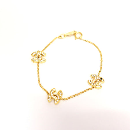 Chanel CC Coco Mark Rhinestone Bracelet Gold Tone From Japan 218 6422441 - World Quickdo