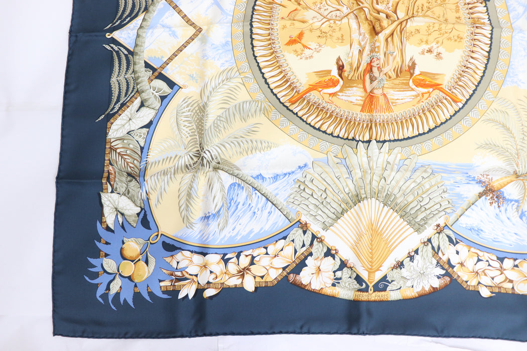 Hermes Carre 90 Silk Scarf "ALOHA "From Japan 231 6422893 - World Quickdo