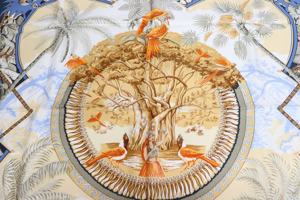 Hermes Carre 90 Silk Scarf "ALOHA "From Japan 231 6422893 - World Quickdo