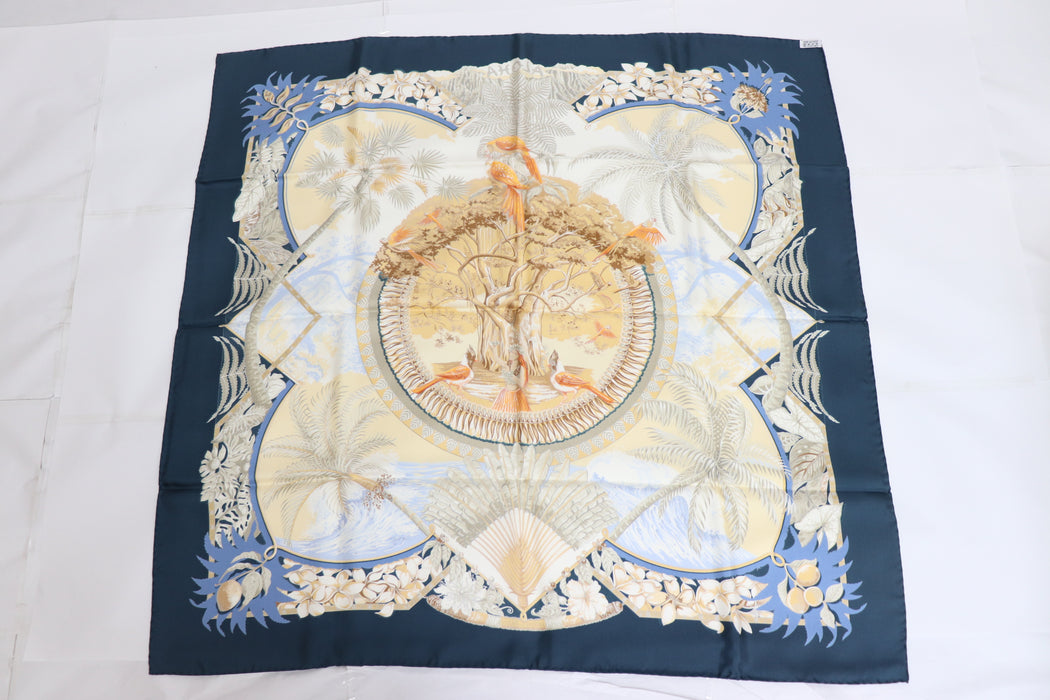 Hermes Carre 90 Silk Scarf "ALOHA "From Japan 231 6422893 - World Quickdo