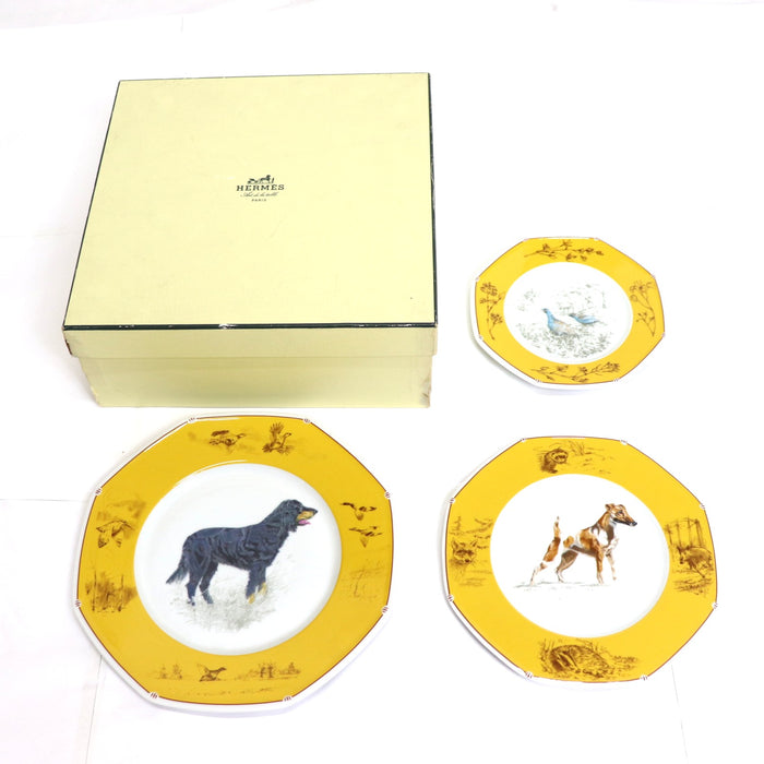 Hermes Chasse Chiens Courants Plate Set of 3 Pédrix Dog From Japan 123 6423949 - World Quickdo