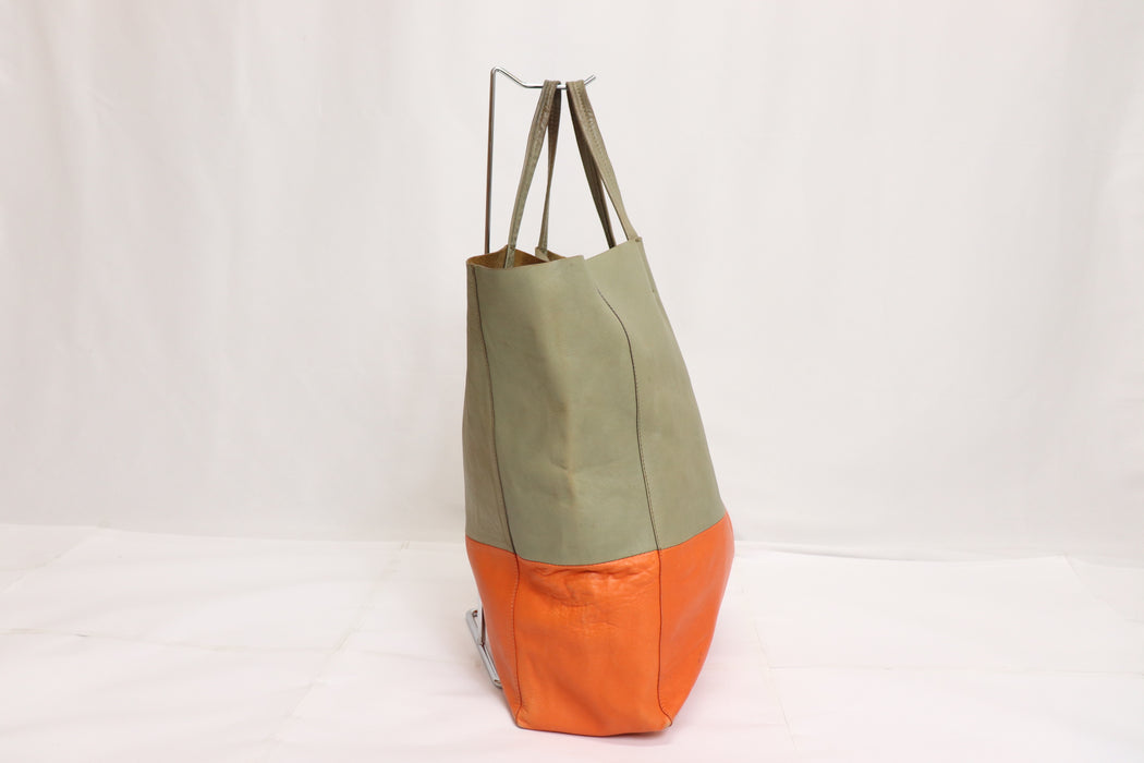 Celine Horizontal Cabas Leather Tote Bag Orange Gray From Japan 002 6423010 - World Quickdo