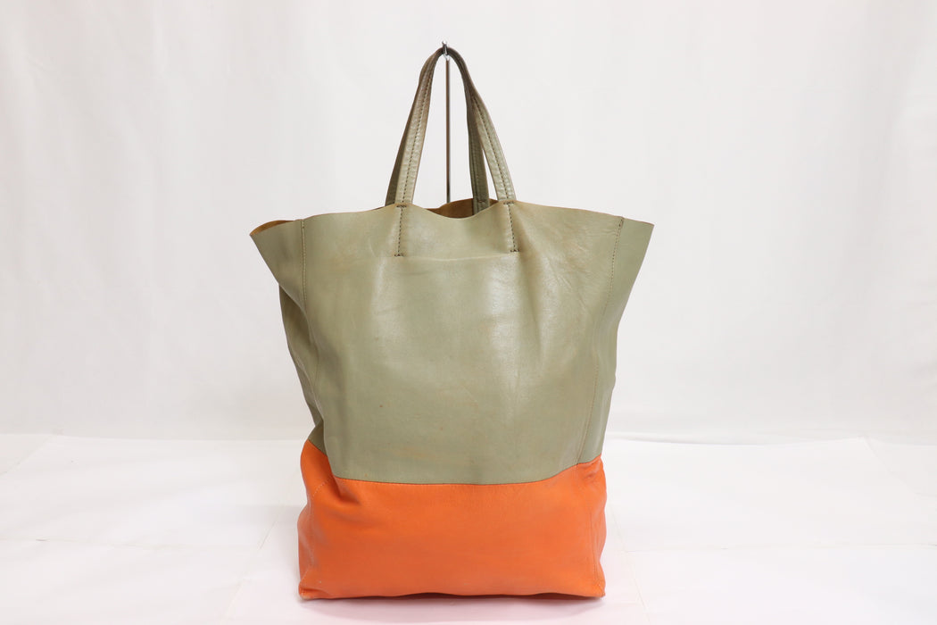 Celine Horizontal Cabas Leather Tote Bag Orange Gray From Japan 002 6423010 - World Quickdo
