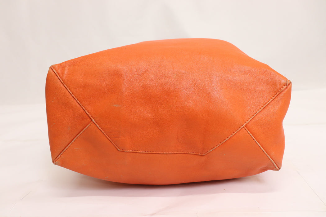 Celine Horizontal Cabas Leather Tote Bag Orange Gray From Japan 002 6423010 - World Quickdo