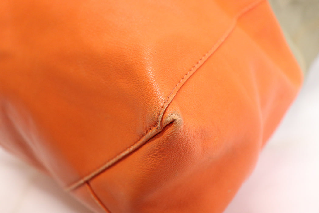 Celine Horizontal Cabas Leather Tote Bag Orange Gray From Japan 002 6423010 - World Quickdo