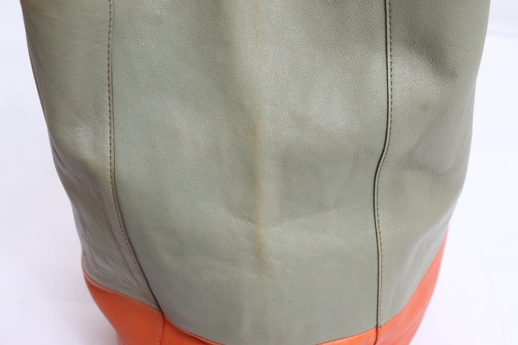 Celine Horizontal Cabas Leather Tote Bag Orange Gray From Japan 002 6423010 - World Quickdo