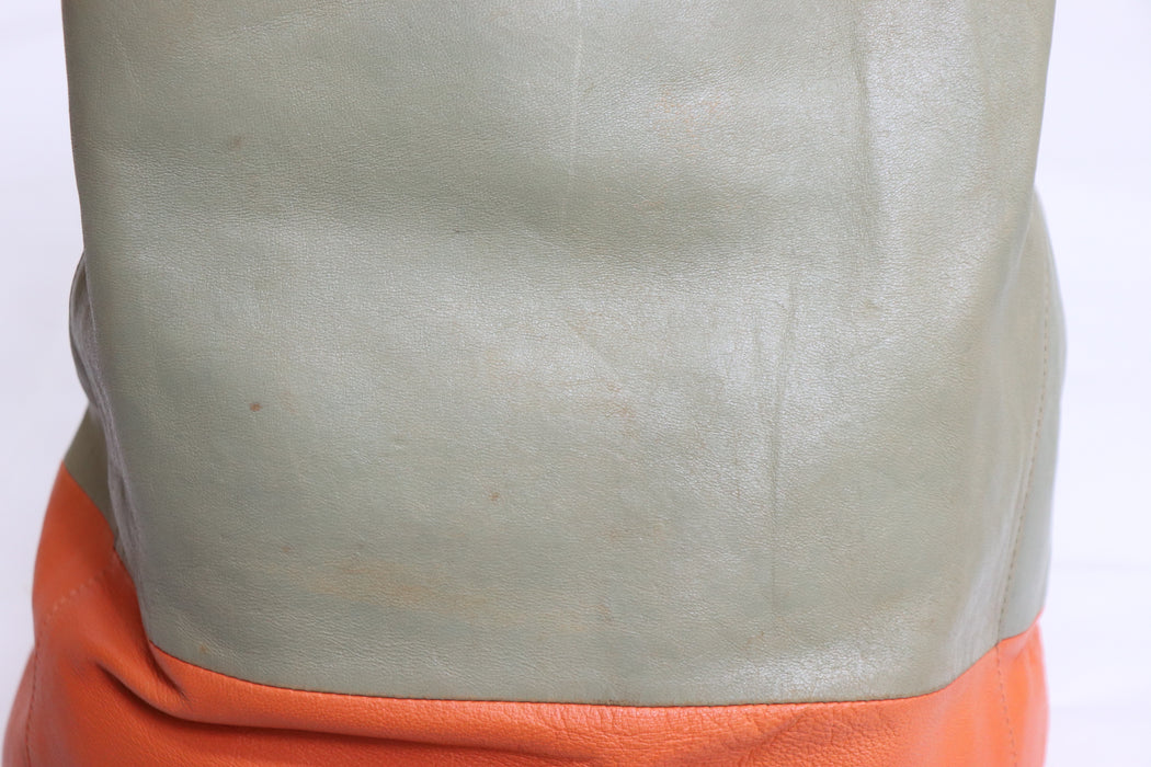 Celine Horizontal Cabas Leather Tote Bag Orange Gray From Japan 002 6423010 - World Quickdo