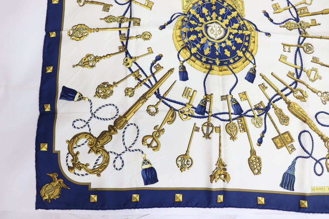 Hermes Carre 90 Silk Scarf "LES CLES "From Japan 218 6423452 - World Quickdo