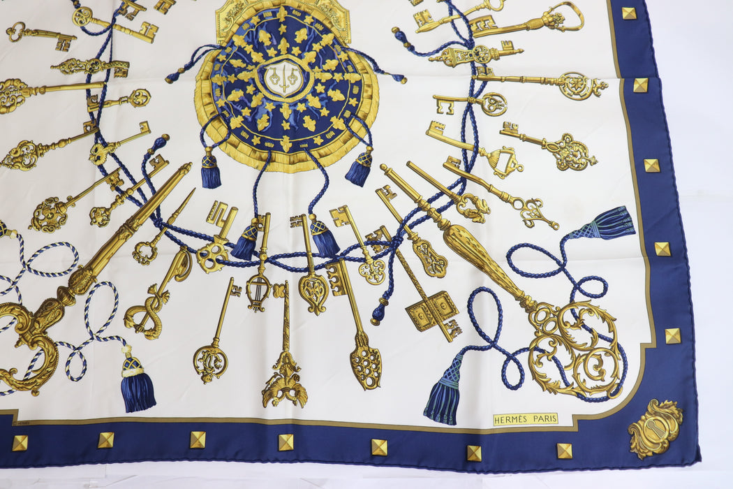 Hermes Carre 90 Silk Scarf "LES CLES "From Japan 218 6423452 - World Quickdo