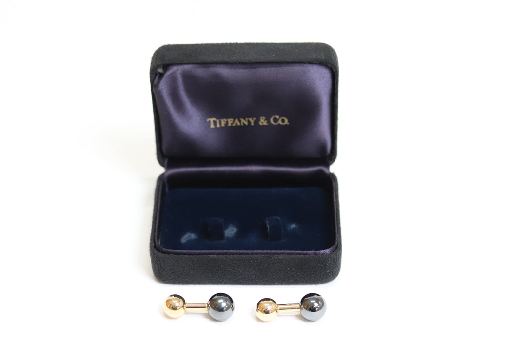 Tiffany&Co. Cufflinks Onyx 14K 585 Yellow Gold From Japan 218 6401703 - World Quickdo