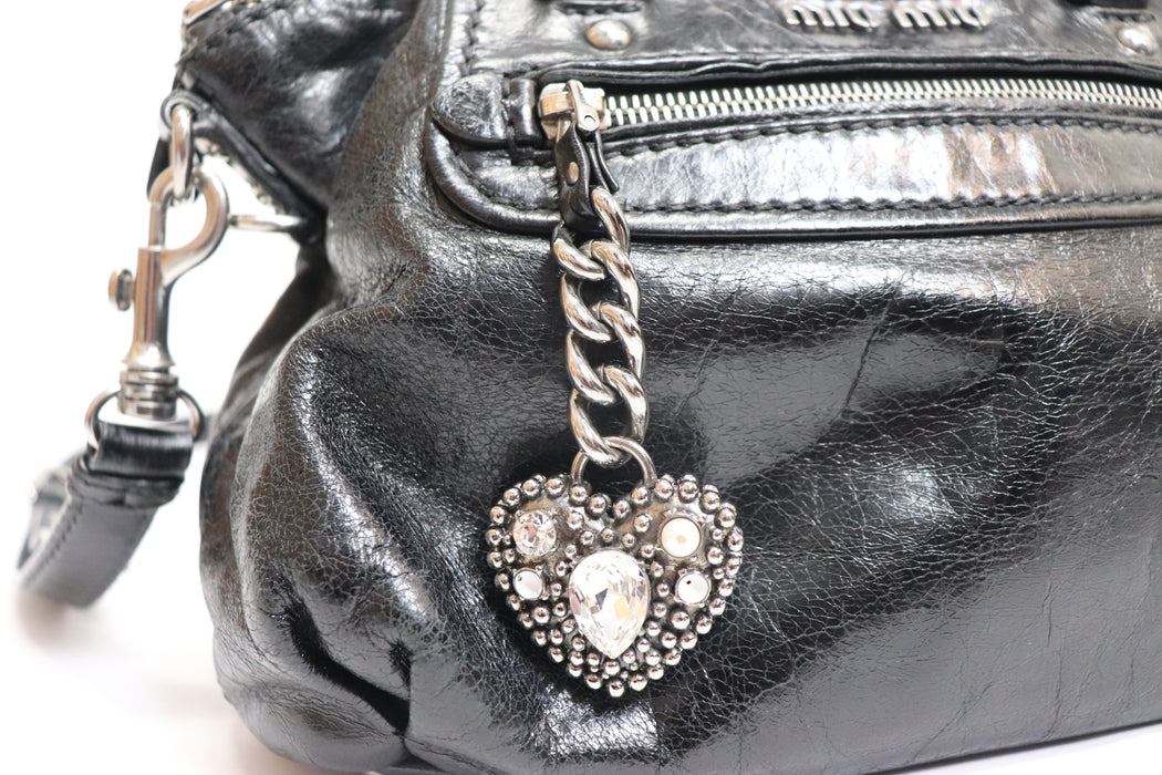Miu Miu Leather Studded 2way Handbag Shoulder From Japan 272 6426441