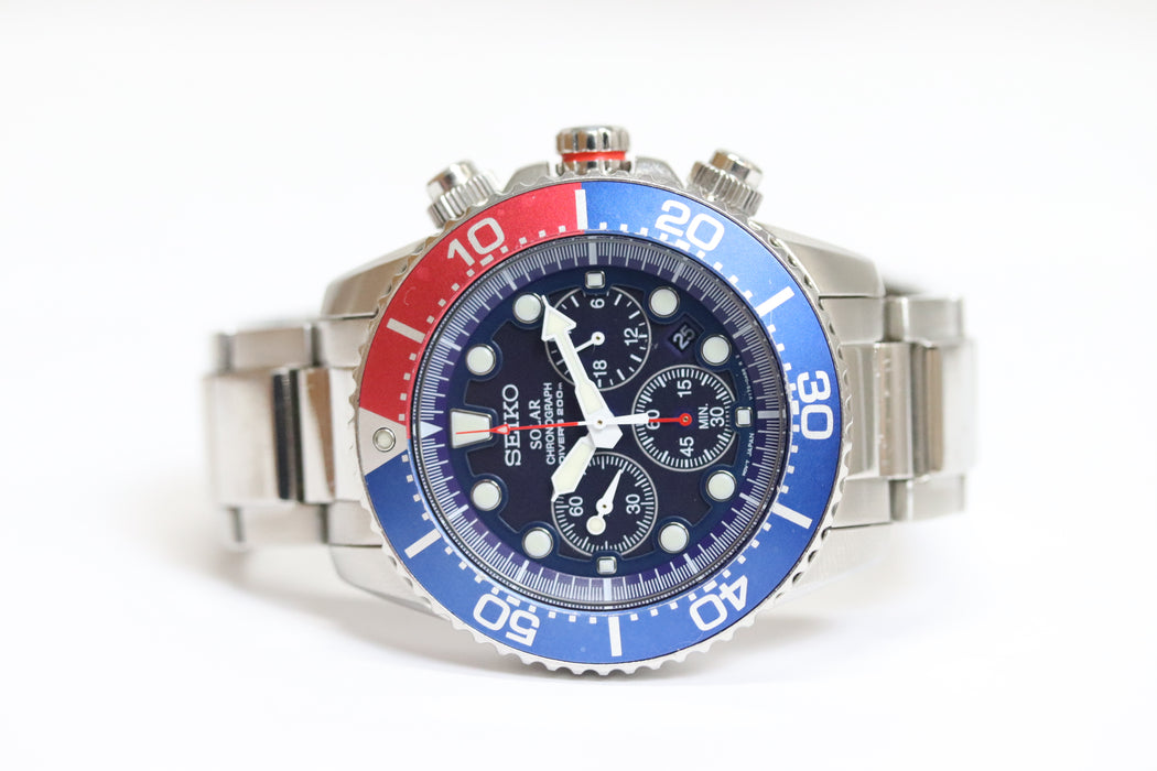 Seiko Prospex V175-0AD0 Pepsi Chronograph Divers Solar 44mm 218 6427885