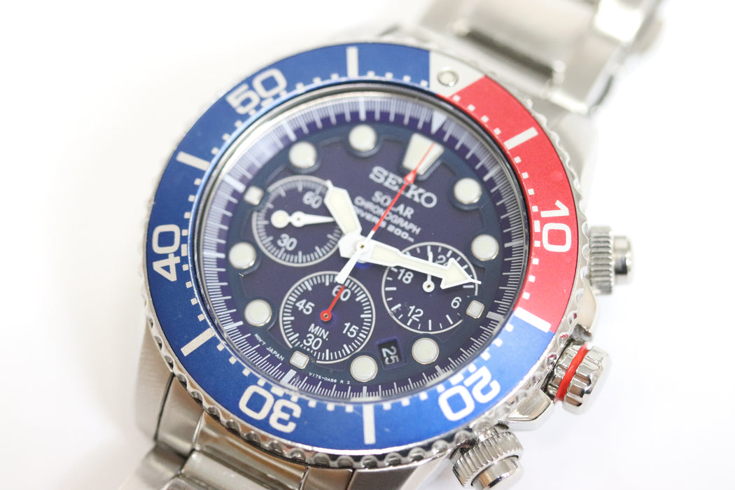 Seiko Prospex V175-0AD0 Pepsi Chronograph Divers Solar 44mm 218 6427885