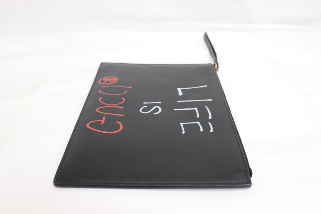 Gucci Leather Clutch Bag Life is Gucci 445597 From Japan 272 6429407