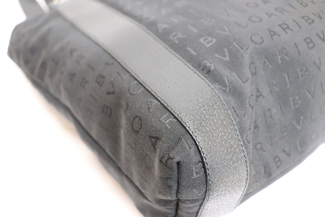 Bvlgari Logomania Canvas  Leather Tote Bag With Pouch Black 251 6431941 - World Quickdo