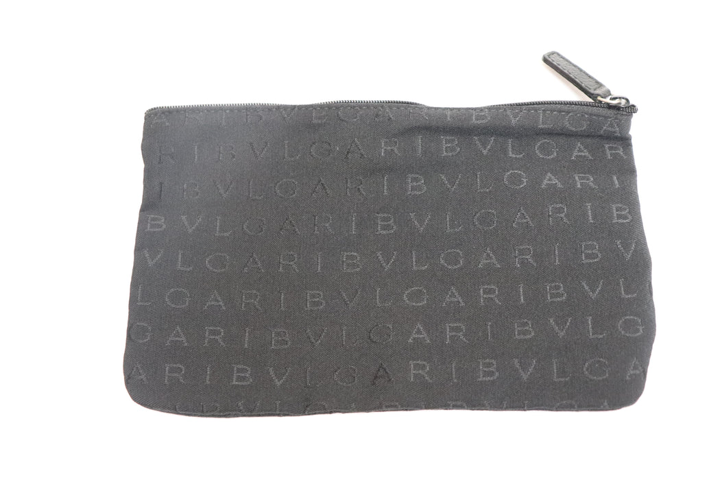 Bvlgari Logomania Canvas  Leather Tote Bag With Pouch Black 251 6431941 - World Quickdo