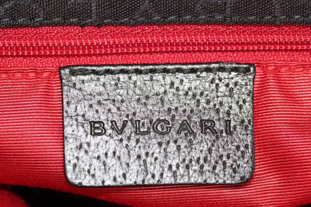 Bvlgari Logomania Canvas  Leather Tote Bag With Pouch Black 251 6431941 - World Quickdo